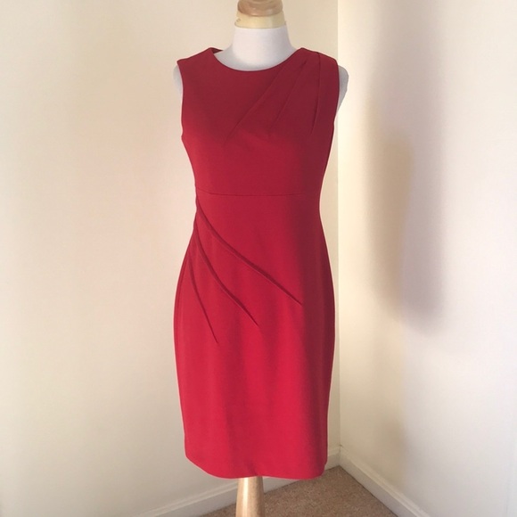 CALVIN KLEIN Size 8 red sheath dress - Picture 1 of 9